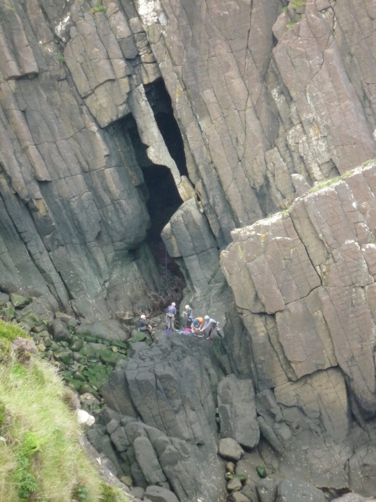 KMC members preparing to climb the delicate pillar of Spantastic (HVS) - Isle of Skye